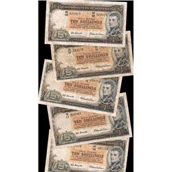 1954 Coombs/Wilson QEII Ten Shilling Note x 5