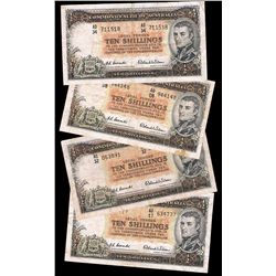 1954 Coombs/Wilson QEII Ten Shilling Note x 4