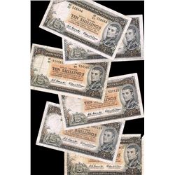 1961 Coombs/Wilson QEII Ten Shilling Note x 6