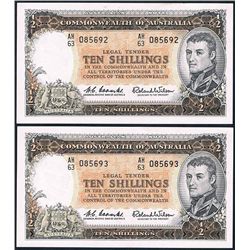 1961 Coombs/Wilson QEII Ten Shilling Consecutive Pair