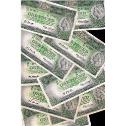 1953 & 1961 Coombs/Wilson QEII One Pound Notes x 9