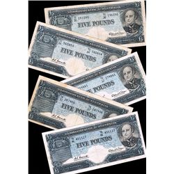 1960 Coombs/Wilson QEII Five Pound Note x 5