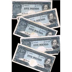 1960 Coombs/Wilson QEII Five Pound Note x 5