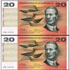 Image 1 : 1972 Phillips/Wheeler QEII Twenty Dollar Consecutive Pair