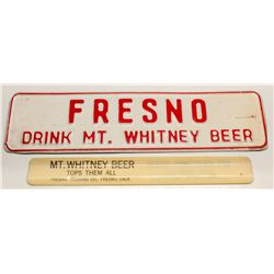 Mt. Whitney Beer Foam Scraper and Tin Sign