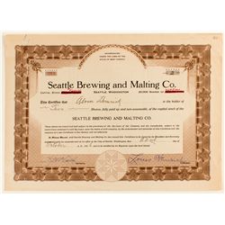 Seattle Brewing stock certificate