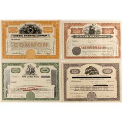 Four brewing stock certificates