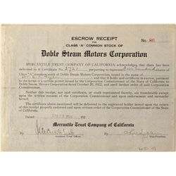 Doble Steam Motors Escrow Receipt