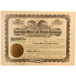 American Wheel Stock Certificate