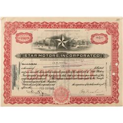 Star Motors, Inc. Stock Certificate