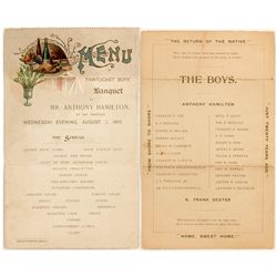 Banquet menu for the Pawtucket Boys