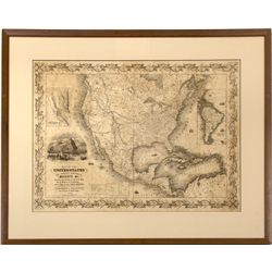 Map of U.S. Showing Gold Region in CA, 1849