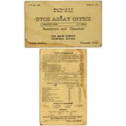 Dyos Assay Office Business Postal Card