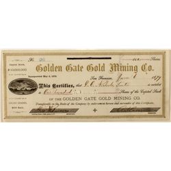 Golden Gate Gold Mining Co. Stock Certificate
