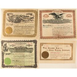 Set of Cripple Creek mining stock certificates
