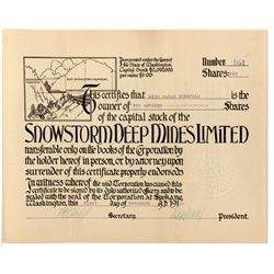 Snowstorm Deep Mines Ltd. Stock Certificate