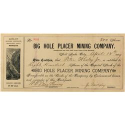Big Hole Placer Mining Co. Stock Certificate
