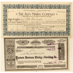 Two Early Montana Mining Stock Certificates