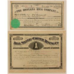 Two Nice Montana Mining Stock Certificates