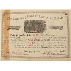 Lead City Bank Stock Certificate