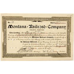 Montana Railroad Co. Stock Certificate
