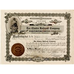 Des Chutes Railroad Co. Stock Certificate
