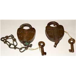 Embossed Union Pacific switch locks