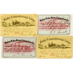 Four Pictorial Pre-1900 New York Steamer Passes