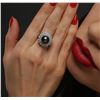 Image 6 : 14KT White Gold Pearl and Diamond Ring