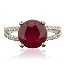 14KT White Gold 5.29ct Ruby and Diamond Ring