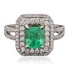 Image 1 : 14KT White Gold 2.30ct Emerald and Diamond Ring