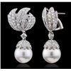 Image 4 : 18KT White Gold 6.90ctw Diamond and Pearl Earrings