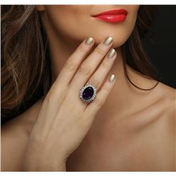 14KT White Gold 10.98ctw Amethyst and Diamond Ring