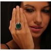 Image 2 : 14KT White Gold 24.27ct GIA Certified Emerald and Diamond Ring