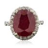 Image 3 : 14KT White Gold 11.28ct Ruby and Diamond Ring