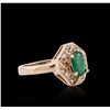 Image 4 : 14KT Rose Gold 1.06ct Emerald and Diamond Ring