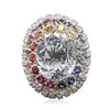Image 3 : 14KT White Gold 10.00ct Aquamarine and Sapphire Ring