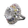 Image 4 : 14KT White Gold 10.00ct Aquamarine and Sapphire Ring