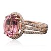 Image 2 : 14KT Rose Gold 3.16ct Tourmaline and Diamond Ring