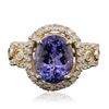 Image 3 : 14KT Yellow Gold 3.79ct Tanzanite and Diamond Ring