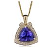 Image 1 : 14KT Yellow Gold 6.84ct Tanzanite and Diamond Pendant With Chain
