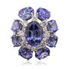 Image 3 : 14KT White Gold 18.66ctw Tanzanite Diamond Ring