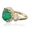 Image 4 : 14KT Yellow Gold 3.22ct Emerald and Diamond Ring