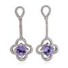 Image 3 : 14KT White Gold 2.90ctw Tanzanite and Diamond Earrings