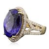 Image 4 : 14KT Yellow Gold 16.75ct GIA Certified Tanzanite and Diamond Ring