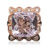 Image 3 : 14KT Rose Gold GIA Certified 25.19ct Kunzite and Diamond Ring