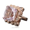 Image 4 : 14KT Rose Gold GIA Certified 25.19ct Kunzite and Diamond Ring