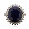 Image 1 : 14KT White Gold 9.38ct Sapphire and Diamond Ring