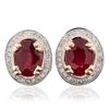 Image 3 : 14KT Two-Tone Gold 3.54ctw Ruby and Diamond Earrings