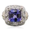 Image 1 : 14KT White And Yellow Gold 6.84ct Tanzanite and Diamond Ring